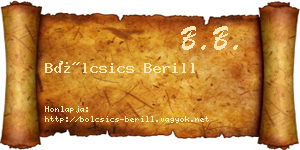Bölcsics Berill névjegykártya